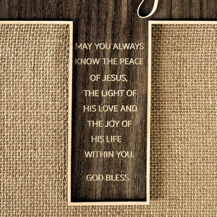 Engraved Walnut Wood Cross Gift Keepsake