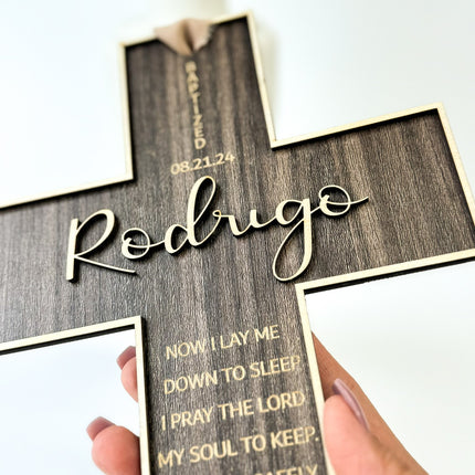 Engraved Walnut Wood Cross Gift Keepsake