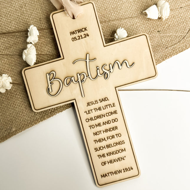 Engraved Natural Wood Cross Gift Keepsake